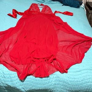 Elegant Red Lace Nightgown